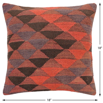 handmade Traditional Pillow Red Brown Hand-Woven SQUARE 100% WOOL Hand woven turkish pillow2' x 2'
